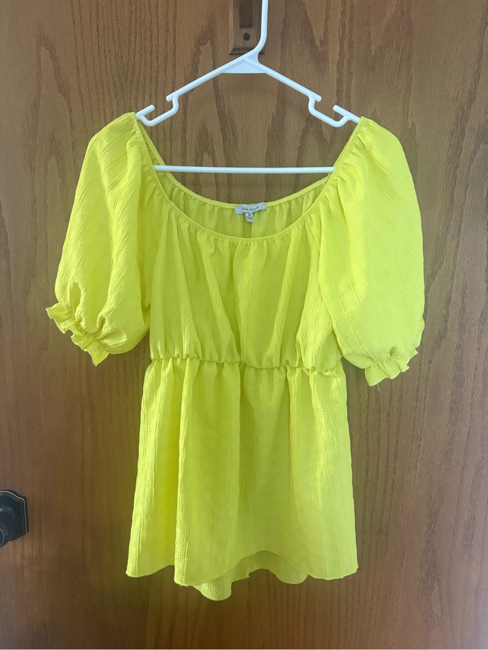white birch Bright Yellow Puff Sleeve Peasant Tunic